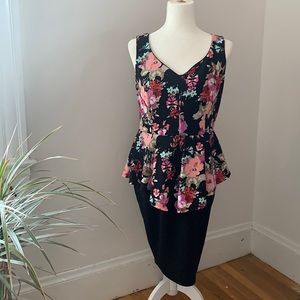 Flowy top pencil skirt floral dress